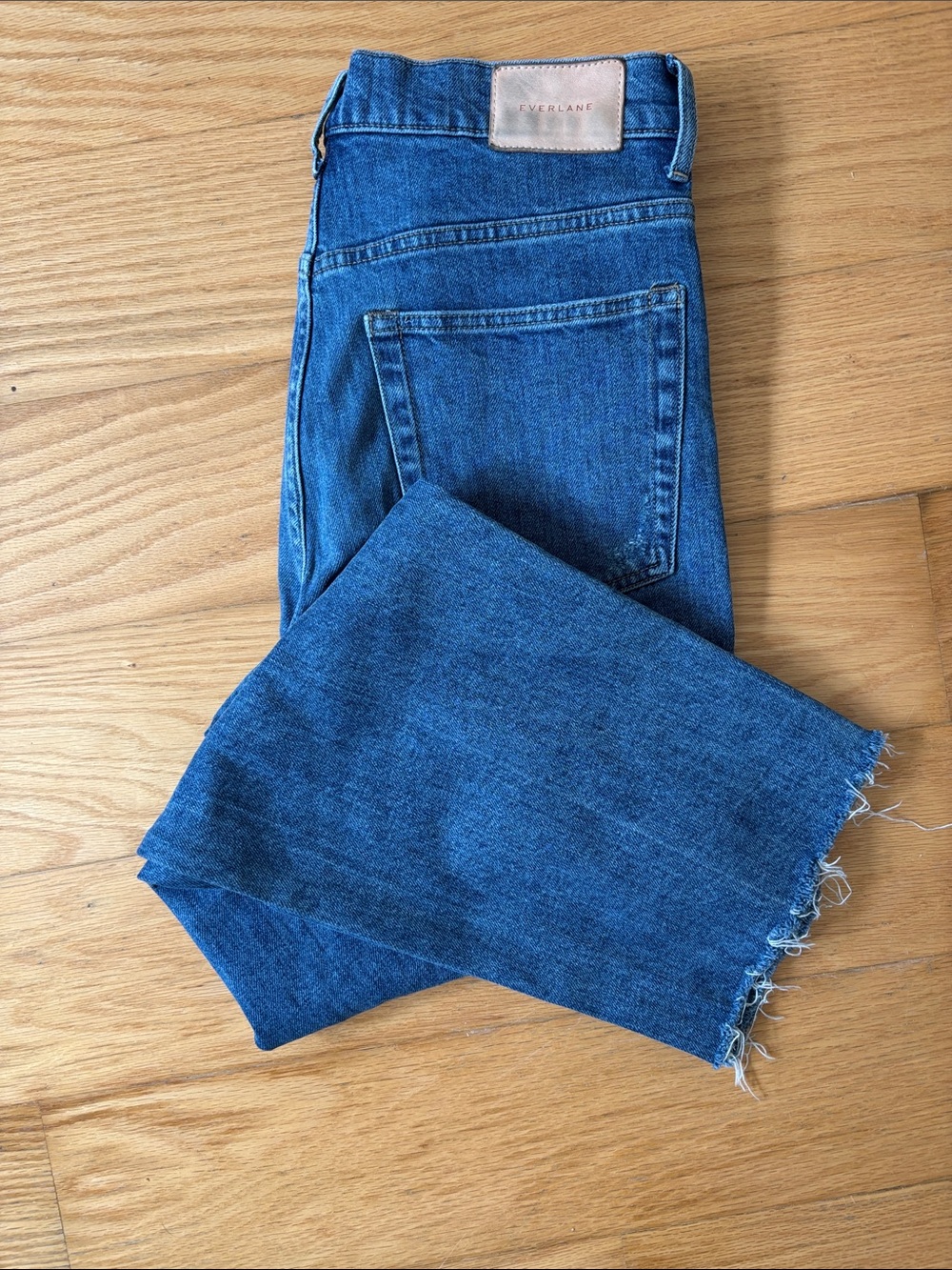 Everlane Frayed Hem Straight Jeans - Blue